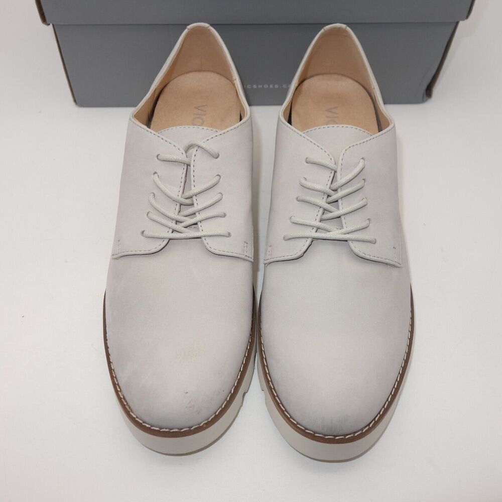 NEW Vionic Adina Oxford Nubuck Gray Leather Lace Up Orthotic Shoes Women's 8 - Picture 4 of 9